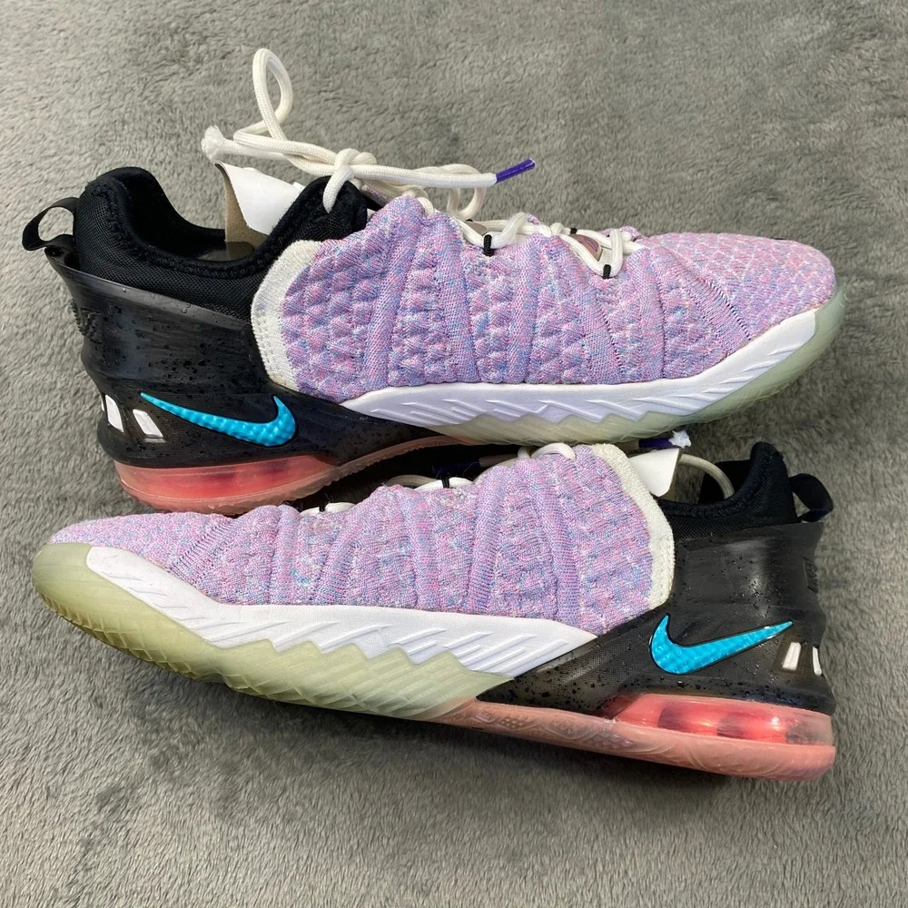 Nike‎ Lebron 18 GS Graffiti Basketball Sneakers 7Y Multicolor CW2760 Knitposite